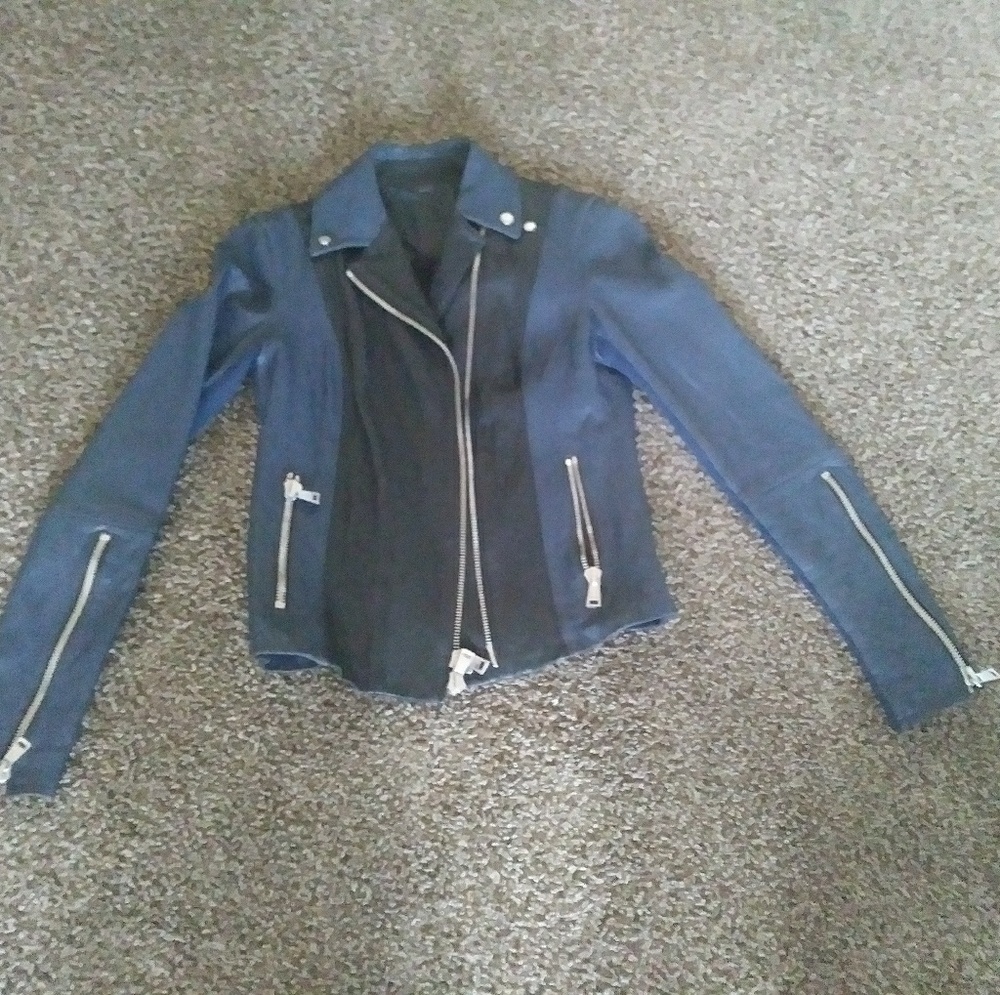 Vince leather lacket with silver metal hardware